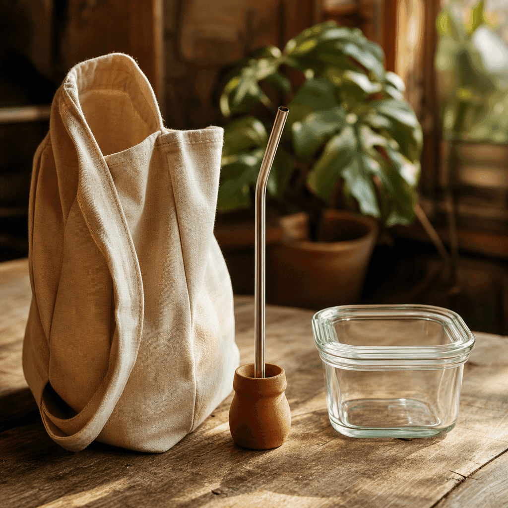 A French press and a mug of fresh coffee on a wooden table in warm morning sunlight