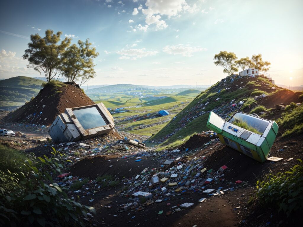 DreamShaper v7 A contrasting image displaying a landfill site 0